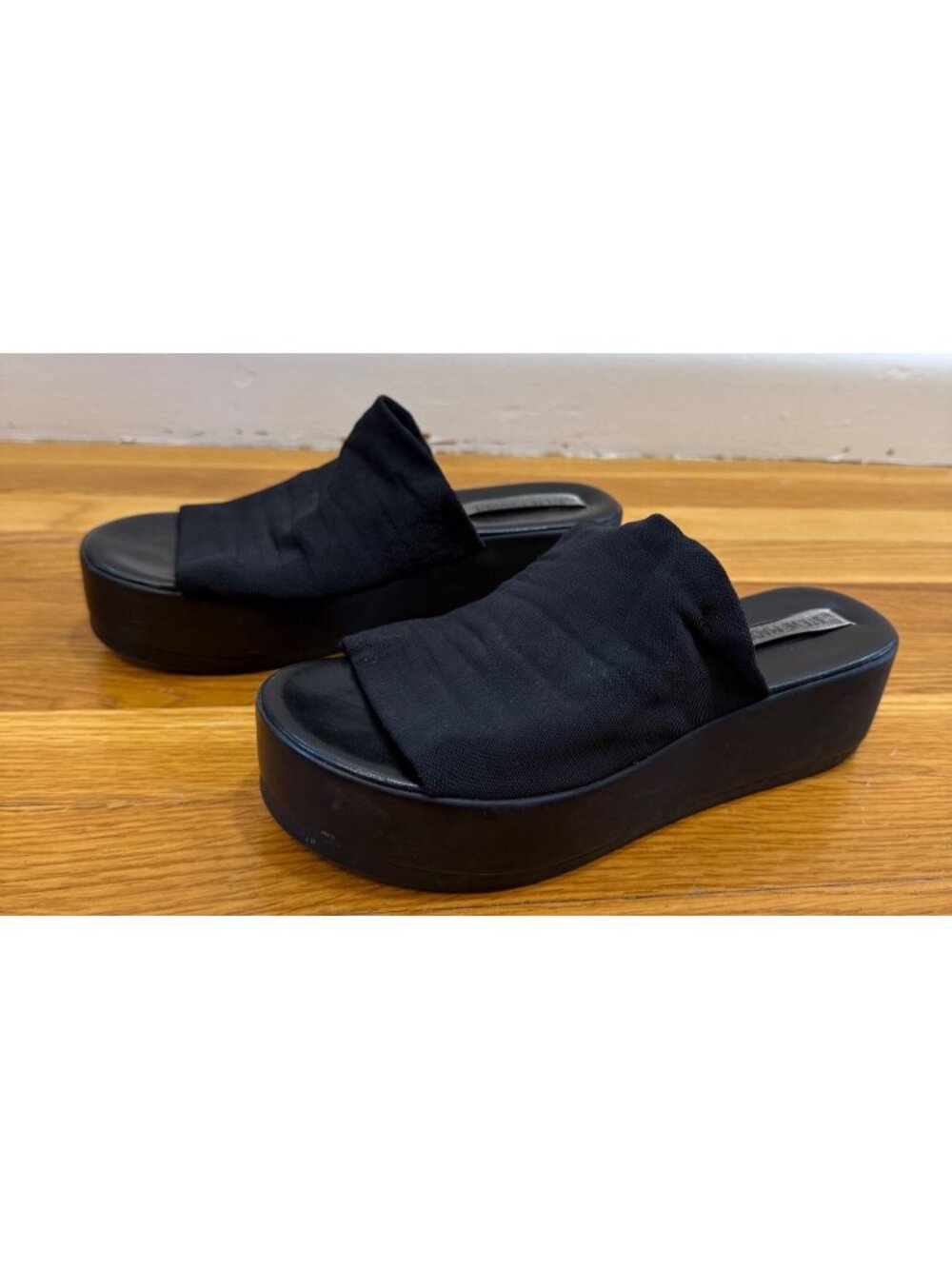 Steve Madden Y2K Vintage Slinky Black Chunky Platform Sandals Slide US 8
